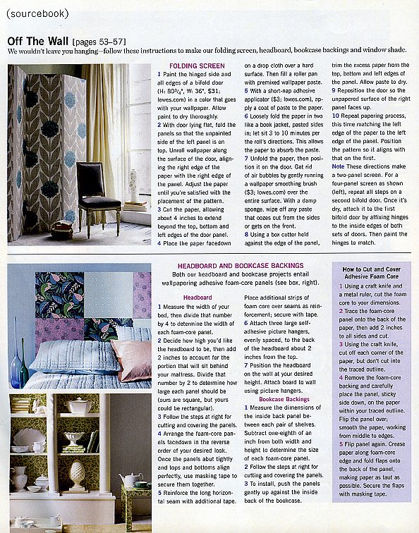 In Style Home Spring 2007 Off the Wall Pg 136